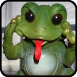 Scary Alien Frog Riding a Turtle With His Tongue Sticking Out Scary Alien Frog Riding a Turtle With His Tongue Sticking Out