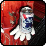 Life Sized Asian Doll With A Can Of Pabst Blue Ribbon In Her Hand Life Sized Asian Doll With A Can Of Pabst Blue Ribbon In Her Hand