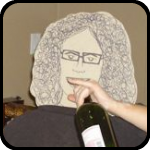 A Cardboard Woman Drinking Wine Straight From The Bottle