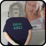 Cardboard Woman Making Pottery While Wearing A "Throw Naked" T-Shirt
