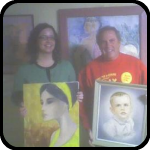 Man and Woman Holding Bad Paintings Man and Woman Holding Bad Paintings