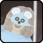 A Cardboard Woman Out "Trick Or Treating"
