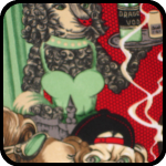 Close-up of Patrick's 'Dog's Playing Poker' shirt. I'm jealous.