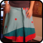 Rosalie admiring the skirt Betsy made her. Rosalie admiring the skirt Betsy made her.