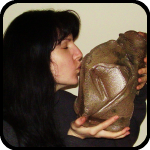 Theresa loves the sculpture she got through bARTer Sauce