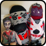 Etienne, Bombshell the Sock Creature with her new friends Etienne, Bombshell the Sock Creature with her new friends